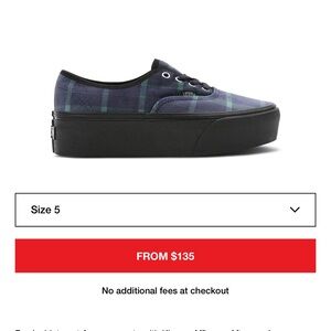 Vans Women's Blue and Black Plaid Platform Sneakers